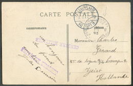 C.P. En SM Obl. Sc POSTES MILITAIRES BELGIQUE 8 Du 26-VII-16 Vers LEGERPLAATS ZEIST 3 + Griffes Violettes CENSURE MILITA - Krijgsgevangenen