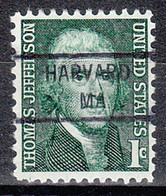 USA Precancel Vorausentwertungen Preo Locals Massachusetts, Harvard 841 - Preobliterati