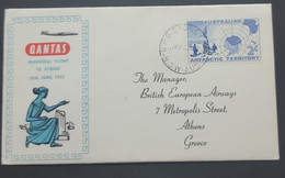 SP) 1957 AUSTRALIA, MAP, INAUGURAL FLIGHT TO ATHENS FDC, CIRCULATED FROM AUSTRALIA TO GREECE, XF - Andere & Zonder Classificatie