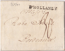 26970# MARQUE ENTREE D'HOLLANDE LETTRE Datée HAMBOURG 1800 HAMBURG Pour BORDEAUX GIRONDE - Marques D'entrées