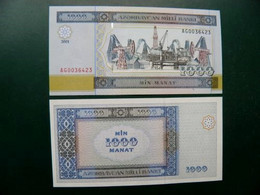 Unc Banknote Azerbaijan 1000 Manat 2001 P-23 Oil Rigs And Pumps Prefix AG - Azerbeidzjan