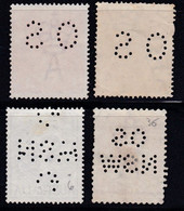 AUSTRALIE : Perfin Perforé  4 Timbres Perforations Diverses Oblitérés - Perforiert/Gezähnt