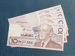 MAROC : Lot 4 - 4 Billets De 10 Dirhams (Hassan II) 1987 "UNC" - Numéros De Série Consécutifs - Maroc