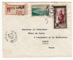 Lettre Recommandée 1951 Monaco Monte Carlo Hôtel Métropole - Brieven En Documenten