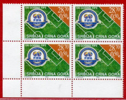 YUGOSLAVIA (Serbia & Montenegro) 2004  Centenary Of FIFA Block Of 4  MNH / **  Michel 3203 - Nuevos