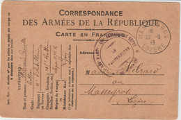 4905 WW1 Correspondance Des Armées De La République Franchise Militaire Massegros Hebrard Lyon Vaguemestre - WW I