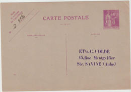 4911 Entier Postal Carte Type Paix Vierge - COLDE SAINTE SAVINE - Standard Postcards & Stamped On Demand (before 1995)