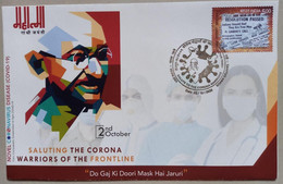 India 2021 *** Saluting Corona Warriors , Mahatma Gandhi ,Coronavirus COVID-19 Virus Cover (**) Rare Limited Edition - Covers & Documents