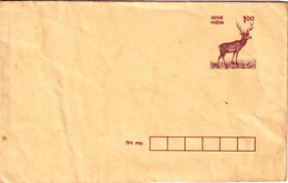 INDIA POSTAGE- 100-DEER- COVER- FLAWS-UNUSED- NDIA-BX2-23 - Enveloppes