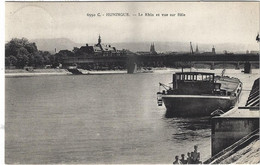 68  Huningue  -    Le Rhin Et Vue Sur Bazle - Peniche - Huningue