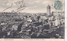 LEVANT : Type Blanc 5c Vert Sur Carte Postale CaD Constantinople Galata De 1909 - Lettres & Documents