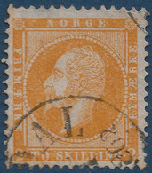 NORVEGE Oscar 1er N°2 2Skiliing Jaune Orange Obl Dateur 1862  TTB Cote Yvert : 200 € - Usati