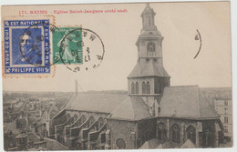 4919 Porte Timbre Tout Ce Qui Est National Est Notre PHILIPPE VIII Reims 1909 Vignette Reims Eglise Saint Jacques - Lettres & Documents