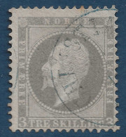 NORVEGE Oscar 1er N°3 3 Skiliing Violet Obl Dateur En Bleu De CHRISTIANA TTB Cote Yvert : 100 € - Used Stamps