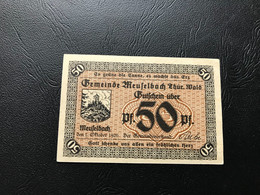 Notgeld - Billet Necéssité Allemagne - 50 Pfennig - Meuselbach - 1 Octobre 1920 - Non Classificati