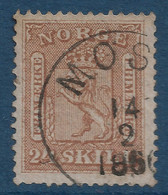 NORVEGE Coat Of Arms N°10 24 Skiliing Brun Obl Dateur De 1866 Noir De MOSS TTB - Usados