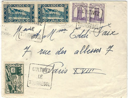 1941- Enveloppe Du Maroc Pour La France Affr. à 4,50 F. Oblit. DAGUIN  " CULTIVER / LE / TOURNESOL " - Lettres & Documents