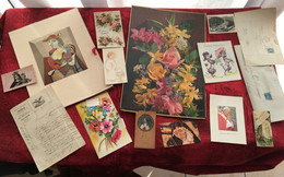 Loisirs Créatifs Scrapbooking-Lettres 1850-Images Religieuses-lithographie Picasso-Tableau De Fleurs-Carte Postale Vœux - Scrapbooking
