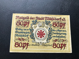 Notgeld - Billet Necéssité Allemagne - 80 Pfennig - Mühldorf - 1921 - Ohne Zuordnung