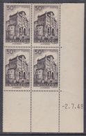 Monaco N° 307 XX Cathédrale De Monaco : 50 C. En Bloc De 4 Coin Daté Du 2 . 7 . 48 ;  Sans Charnière, TB - Unused Stamps