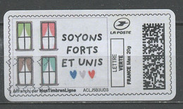 France - Frankreich Timbre Personnalisé Y&T N°MTEL LV20-068 - Michel N°BS(?) (o) -soyons Forts Et Unis - Printable Stamps (Montimbrenligne)