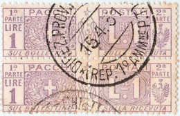 SI53D Italia Italy Regno Pacchi Postali 1914/22 1 Lire In Coppia  Nr. PP12 Usato - Pacchi Postali