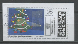 France - Frankreich Timbre Personnalisé Y&T N°MTEL LV20-079 - Michel N°BS(?) (o) - Sapin De Noël éclairé - Printable Stamps (Montimbrenligne)