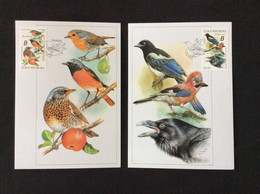 2020 : 2 Cartes Maximum Les Oiseaux Chanteurs  : Grive Et Corvidés  Song Birds  Thrush And Crow - FDC