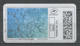 France - Frankreich Timbre Personnalisé Y&T N°MTEL LV20-090 - Michel N°BS(?) (o) - Bulles D'eau - Printable Stamps (Montimbrenligne)