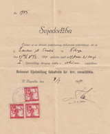 Slovenia SHS Yugoslavia Verigari Used As Revenues On Document Zagreb 1919 - Slovénie