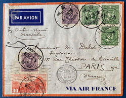 CHINE 1936 Lettre Vol Aérien Canton Hanoi & Marseille Pour La FRANCE Avec Timbres De CHINA CINA CHINA TTB & R - 1912-1949 République