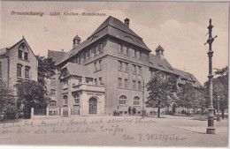 Niedersachsen - Braunschweig Städt. Knaben-Mittelschule Sw-AK Gelaufen 1927 - Unclassified