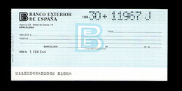 BANCO EXTERIOR DE ESPAÑA  Chèque Bancaire Bank Check Cheque España - Schecks  Und Reiseschecks