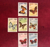 CAMBODGE 1989 7v Neuf ** MNH Mi 997 / 1003 Farfalle Papillons Butterflies Mariposa Schmetterlinge CAMBODIA KAMBODSCHA - Papillons