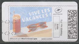 France - Frankreich Timbre Personnalisé Y&T N°MTEL LV20-106 - Michel N°BS(?) (o) - Vive Les Vacances - Sellos Imprimibles (Montimbrenligne)