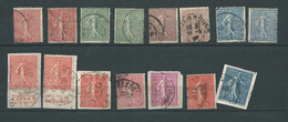 Lot 15 Timbres Semeuses Lignées Oblitéré Dont 2 Pubs -   Bip 6801 - 1903-60 Säerin, Untergrund Schraffiert