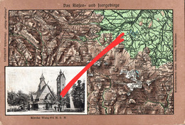 Reliefkarte AK Riesengebirge Isergebirge Kirche Wang Krummhübel Kleiniser Neuwelt Petersdorf Groß Aupa Iser Hirschberg - Schlesien