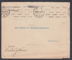 1912. NORGE. Very Interesting Official Cover Without Stamp From TRONDHJEM 23.VII.12 To Malmö. Noted On Fro... - JF368229 - ...-1855 Prephilately