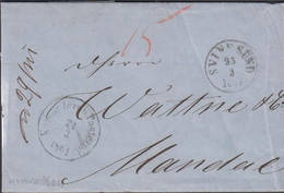 1861. DANMARK. Korsør Jernb. Postexpd 24 3 1861 On Cover To Mandal, Norge. Interesting Cover Dated In Nybo... - JF427620 - ...-1851 Voorfilatelie