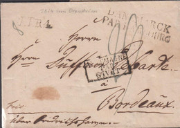 1824. NORGE. Small Cover To Bordeaux, France From Drontheim (Trondheim) 1824. Transit Cancels DANEMARCK PA... - JF427626 - ...-1855 Prefilatelia