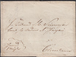 1832. NORGE. Small Old Cover (folds) To Christiania Dated 4. November 1832 On Sluppen Cristine Mae. Intere... - JF427633 - ...-1855 Préphilatélie