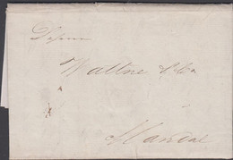 1839. DANMARK. KIØBENHAVN 13 12 1839 Reverse On Cover To Mandal, Norge. Interesting Cover.  - JF427637 - ...-1851 Voorfilatelie