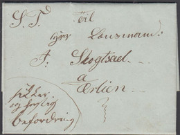 1855. NORGE. Small Beautiful Cover Dated Moen 1. November 1855. Portofri Sag. LUXUS.  - JF427638 - ...-1855 Voorfilatelie