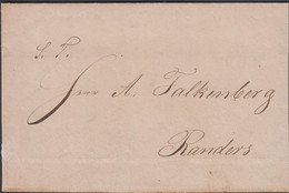 1845. NORGE. Small Beautiful Cover To Randers, Denmark Dated Walloe  Saltverk 23 Mai 1845. LUXUS.  - JF427640 - ...-1855 Préphilatélie