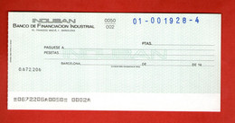BANCO DE FINANCIACIÓN INDUSTRIAL INOUBAN  -TALON Chèque Bancaire Bank Check Cheque España - Schecks  Und Reiseschecks