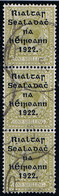 Ireland 1922 (December) Thom Rialtas Wide Setting 1s Vertical Strip Of 3 Used CORK 28 MR 23 Cds - Gebruikt