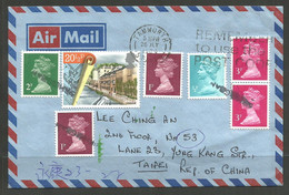 GREAT BRITAIN / TAIWAN. QE2. 1984. AIR MAIL COVER. TAMWORTH TO TAIPEI. BIRMINGHAM STRAIGHT LINE CANCELS AND GREEN ARRIVA - Covers & Documents