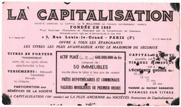 LA CAPITALISATION - PARIS - Fondée En 1888 - Bank & Versicherung