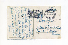 1940 3. Reich Ansichtskarte Nürnberg Per Feldpost  An 2. Infanterie Ersatz  Regiment 3 SS Polizei Divsion - Briefe U. Dokumente