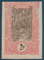 France Colonies Françaises Congo N°40 2Fr  Essai Non Dentelé Sur Papier Carton Rose Et Marron Rare ! - Neufs